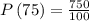 P\left(75\right)=\frac{750}{100}