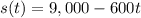 s(t)=9,000-600t