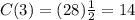 C(3)=(28)\frac{1}{2}=14