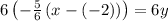 6\left(-\frac{5}{6}\left(x-\left(-2\right)\right)\right)=6y