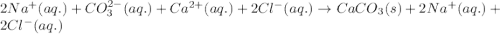2Na^{+}(aq.)+CO_{3}^{2-}(aq.)+Ca^{2+}(aq.)+2Cl^{-}(aq.)\rightarrow CaCO_{3}(s)+2Na^{+}(aq.)+2Cl^{-}(aq.)
