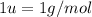 1u=1g/mol\\