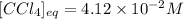 [CCl_4]_{eq}=4.12\times 10^{-2}M