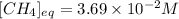 [CH_4]_{eq}=3.69\times 10^{-2}M