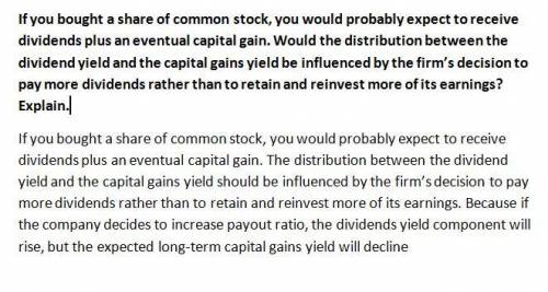 If you bought a share of common stock, you would probably expect to receive dividends plus an eventu
