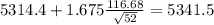 5314.4+1.675\frac{116.68}{\sqrt{52}}=5341.5