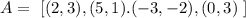 A= \ [(2,3), (5,1).(-3,-2), (0, 3)\ ]