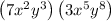 \left(7 x^{2} y^{3}\right)\left(3 x^{5} y^{8}\right)