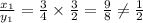 \frac{x_1}{y_1}=\frac{3}{4}\times \frac{3}{2}=\frac{9}{8}\neq \frac{1}{2}
