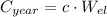 C_{year} = c\cdot W_{el}