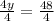 \frac{4y}{4}=\frac{48}{4}