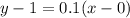 y-1=0.1(x-0)