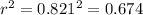 r^2 = 0.821^2 = 0.674