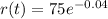 r(t) = 75 e^{-0.04}