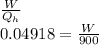 \frac {W}{Q_h}\\0.04918=\frac {W}{900}