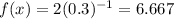 f(x)=2(0.3)^{-1}=6.667