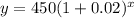 y=450(1+0.02)^x