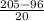 \frac{205 - 96}{20}