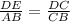 \frac{DE}{AB} =\frac{DC}{CB}