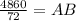 \frac{4860}{72}=AB