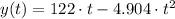 y(t) = 122\cdot t -4.904\cdot t^{2}