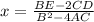 x=\frac{BE-2CD}{B^2-4AC}