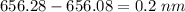 656.28-656.08=0.2\ nm