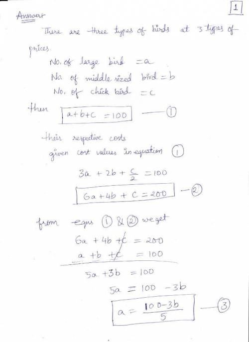 We have three types of birds at three prices: The large bird costs 3 coins, the middle sized bird co