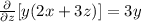 \frac{\partial }{\partial z}[y(2x+3z)] = 3y