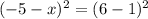 (-5 -x)^2 = (6 -1)^2