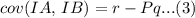 cov(IA,\, IB)=r-Pq...(3)