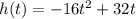 h(t)=-16t^2+32t