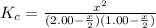 K_c=\frac{x^2}{(2.00-\frac{x}{2})(1.00-\frac{x}{2})}