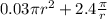 0.03 \pi r^2 + 2.4 \frac{\pi}{r}