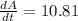 \frac{dA}{dt} = 10.81