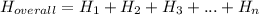 H_{overall}=H_{1}  +H_{2} +H_{3} +...+H_{n}