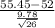 \frac{55.45-52}{\frac{9.78}{\sqrt{26} } }