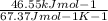 \frac{46.55kJmol-1}{67.37Jmol-1K-1}