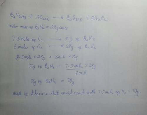 How many grams of diborane will react with 7.5 mol of O2