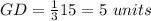 GD=\frac{1}{3}15=5\ units