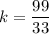 k=\dfrac{99}{33}