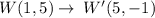 W(1,5)\to \: W'(5,-1)