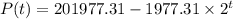 P(t)=201977.31-1977.31\times 2^{t}