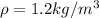 \rho = 1.2 kg/m^3