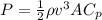 P = \frac{1}{2} \rho v^3 A C_p