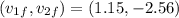 (v_{1f}, v_{2f}) = (1.15,-2.56)