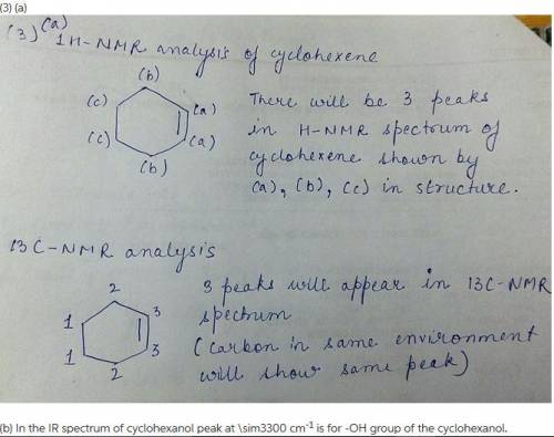 A) Label the 1H and 13C NMR spectra of cyclohexene. Use letters (a, b, c, etc.) to correlate Hs with