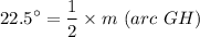 $ 22.5^\circ= \frac{1}{2}\times m \ {(arc \  GH)}