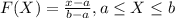 F(X) = \frac{x-a}{b-a}, a\leq X \leq b