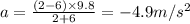 a=\frac{(2-6)\times 9.8}{2+6}=-4.9m/s^2